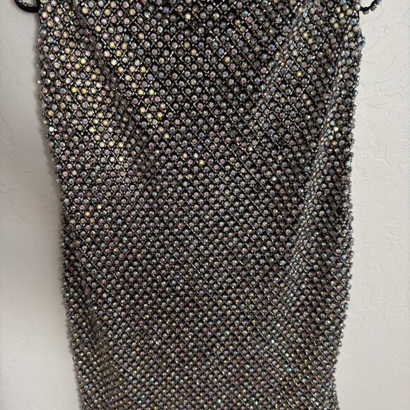 Nasty Gal Nessa Barrett 6 Premium Glass Stone Encrusted Strappy Mini Slip Dress - Picture 4 of 12